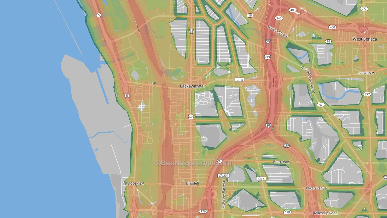 Lackawanna, NY Map of Noise Levels in Lackawanna