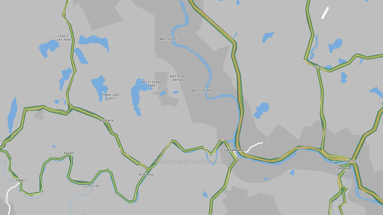 Lackawaxen, PA Map of Noise Levels in Lackawaxen