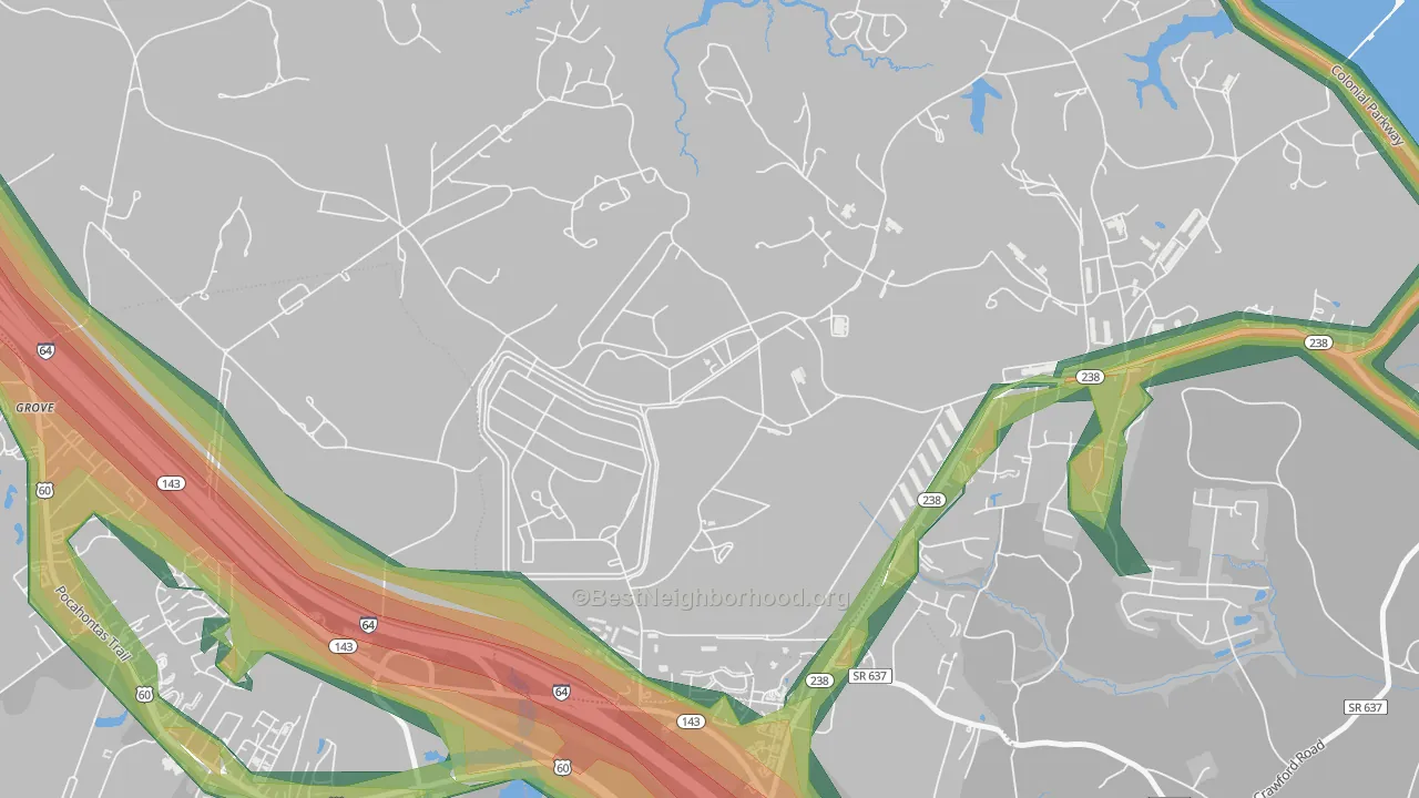 Lackey, VA Map of Noise Levels in Lackey
