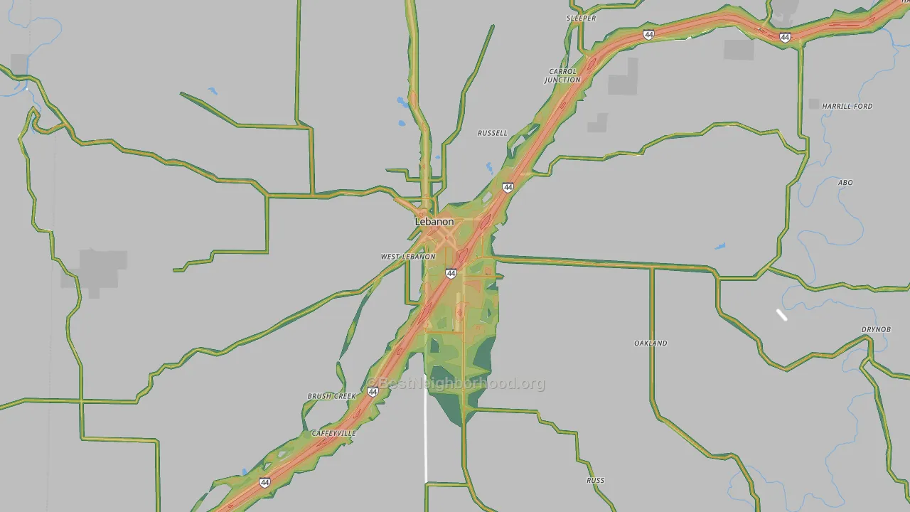 Laclede County, MO Map of Noise Levels in Laclede County