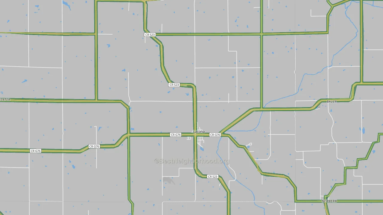 Lacona, IA Map of Noise Levels in Lacona