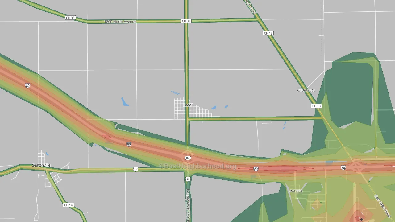 Ladd, IL Map of Noise Levels in Ladd