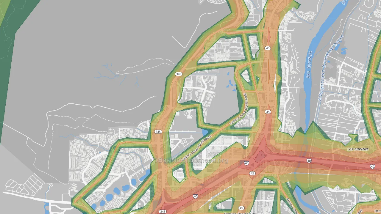 Ladera West, Albuquerque, NM Map of Noise Levels in Ladera West