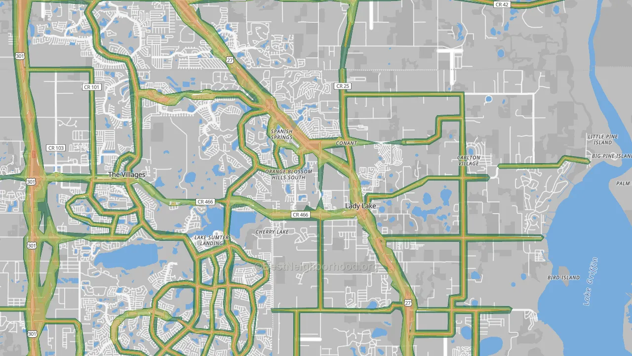 Lady Lake, FL Map of Noise Levels in Lady Lake