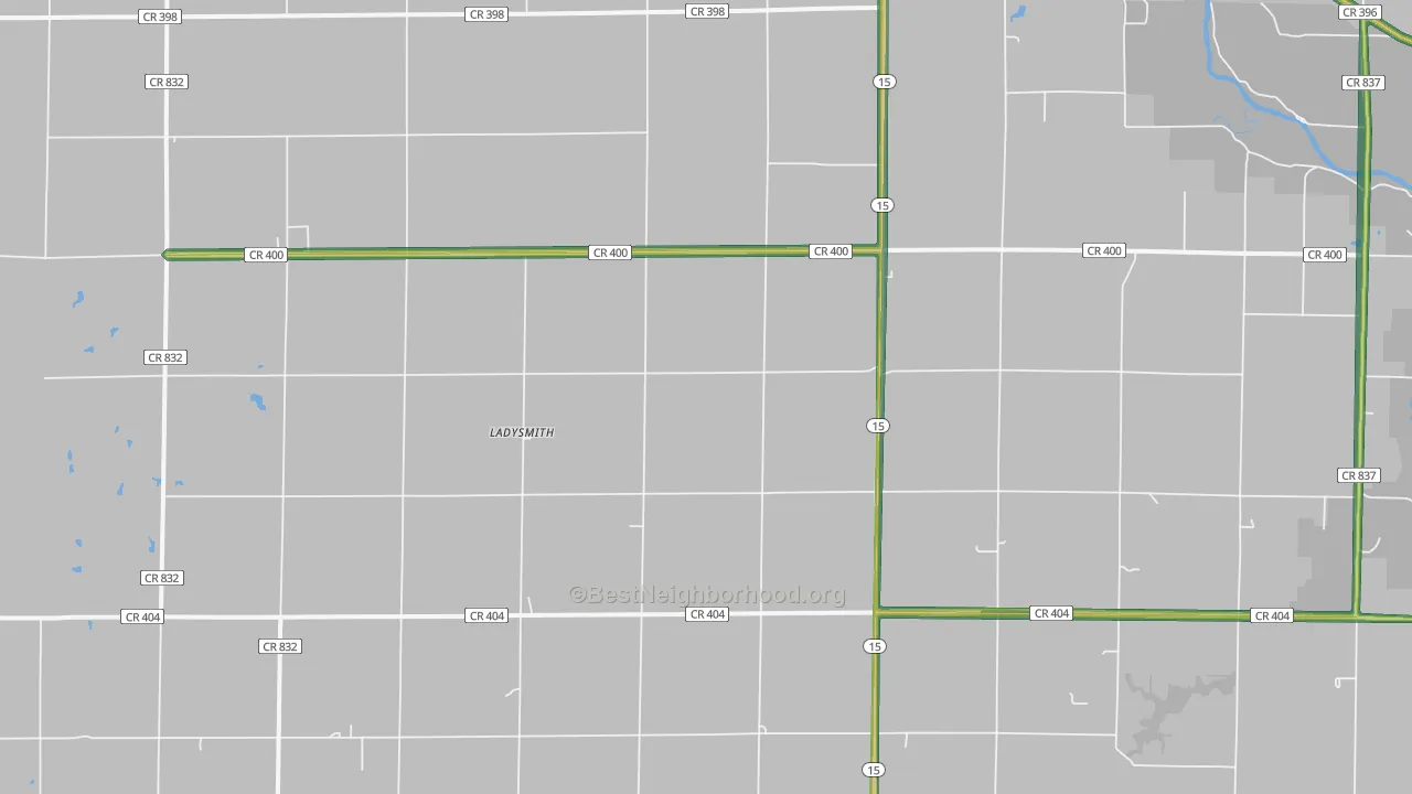 Ladysmith, KS Map of Noise Levels in Ladysmith