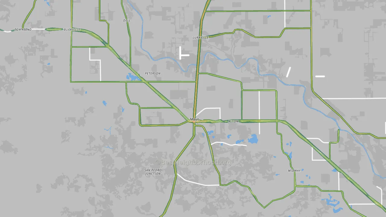 Lafayette County, FL Map of Noise Levels in Lafayette County