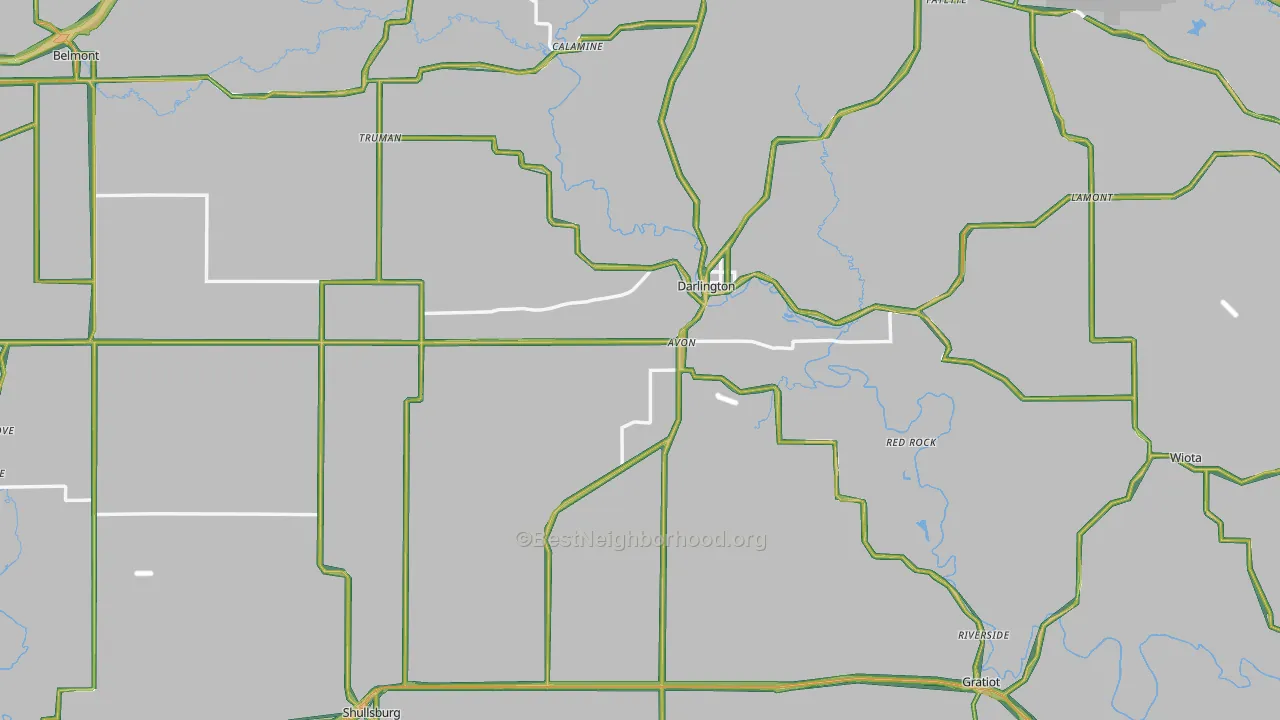 Lafayette County, WI Map of Noise Levels in Lafayette County