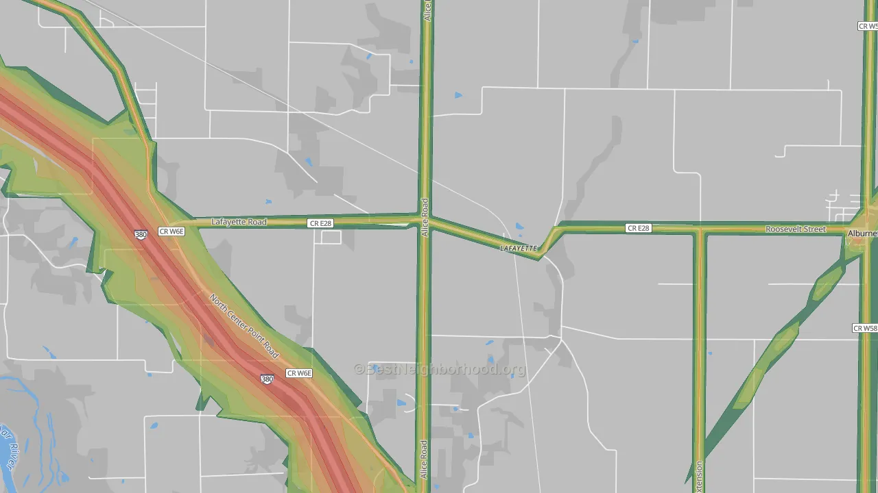 Lafayette, IA Map of Noise Levels in Lafayette