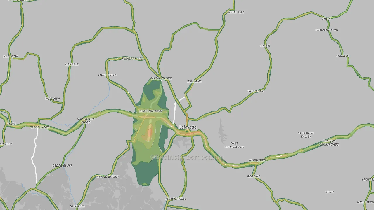 Lafayette, TN Map of Noise Levels in Lafayette