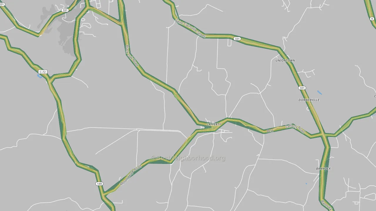 Lafferty, OH Map of Noise Levels in Lafferty