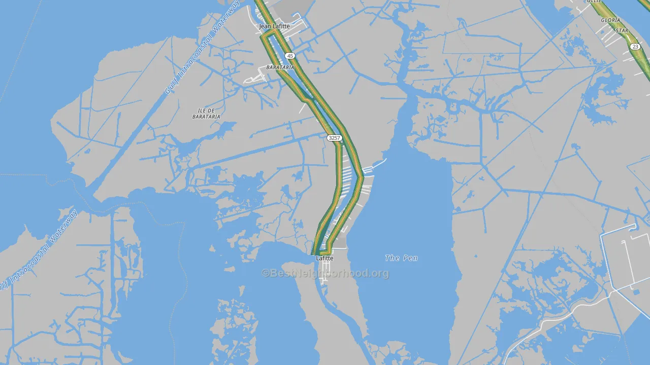 Lafitte, LA Map of Noise Levels in Lafitte