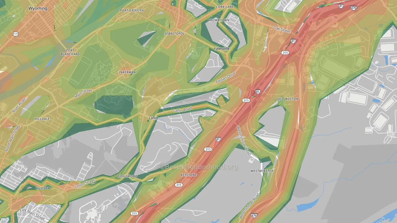 Laflin, PA Map of Noise Levels in Laflin