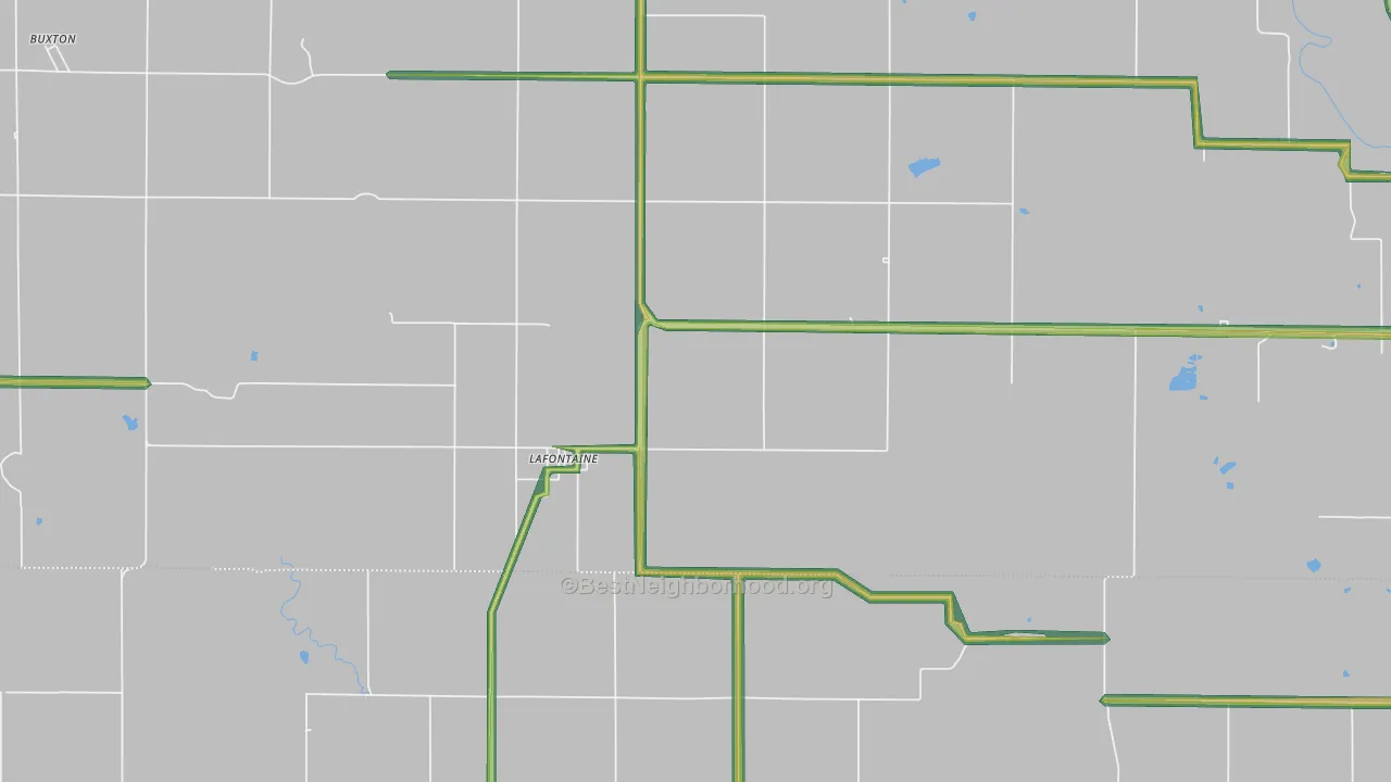 Lafontaine, KS Map of Noise Levels in Lafontaine