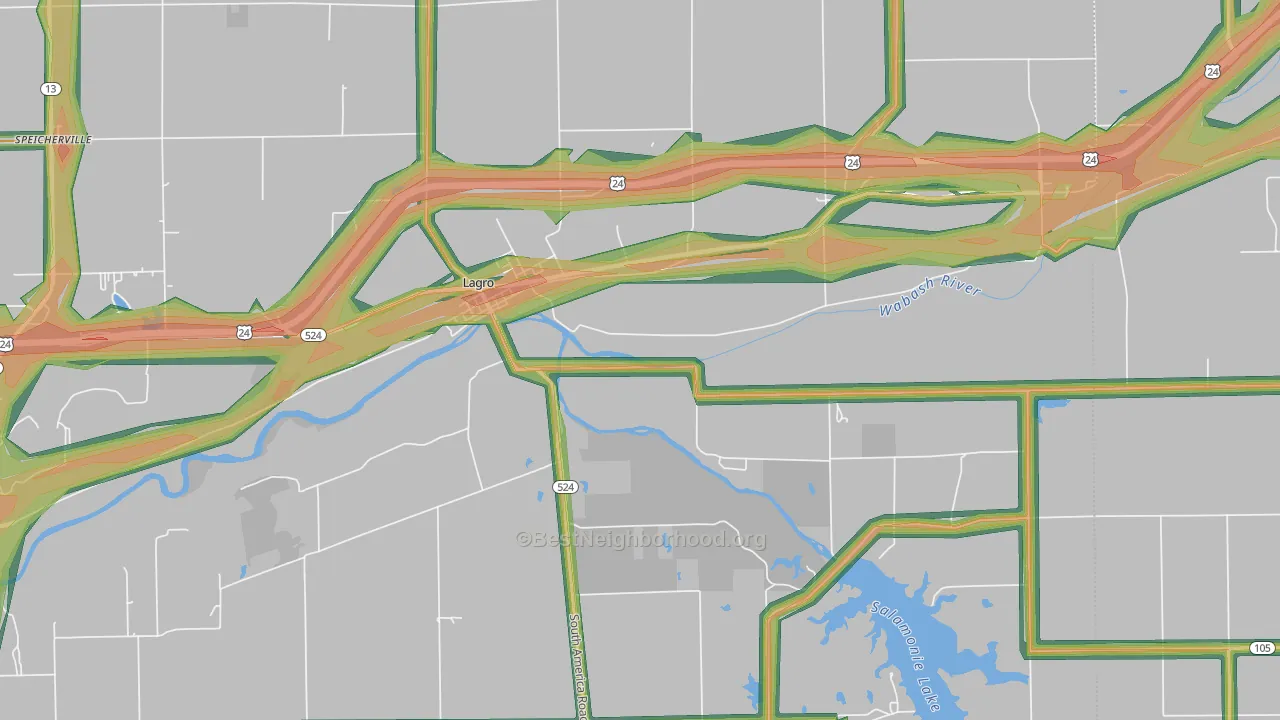 Lagro, IN Map of Noise Levels in Lagro