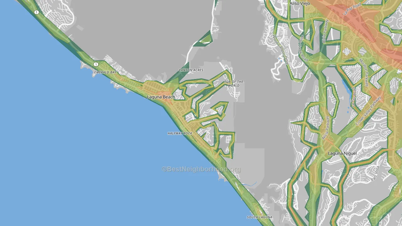 Laguna Beach, CA Map of Noise Levels in Laguna Beach