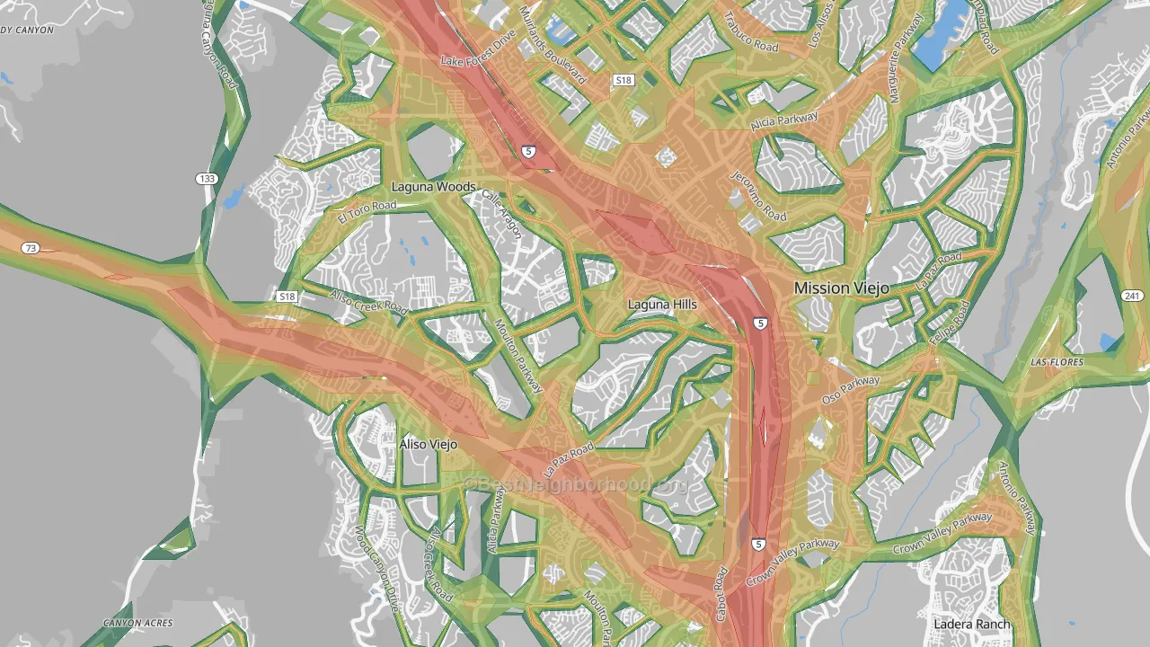 Laguna Hills, CA Map of Noise Levels in Laguna Hills