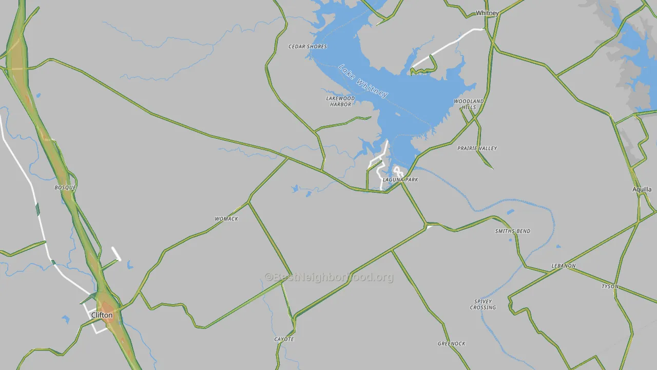 Laguna Park, TX Map of Noise Levels in Laguna Park
