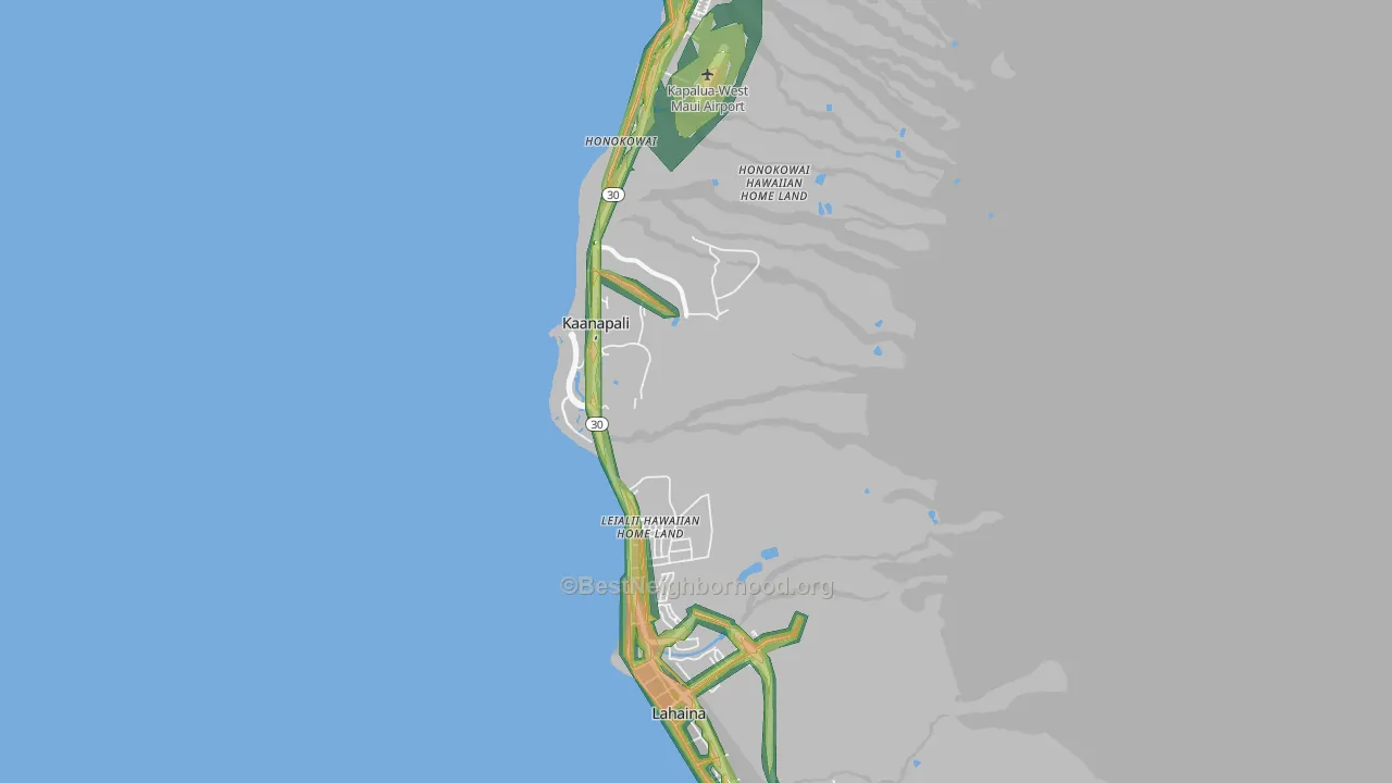 Lahaina, HI Map of Noise Levels in Lahaina