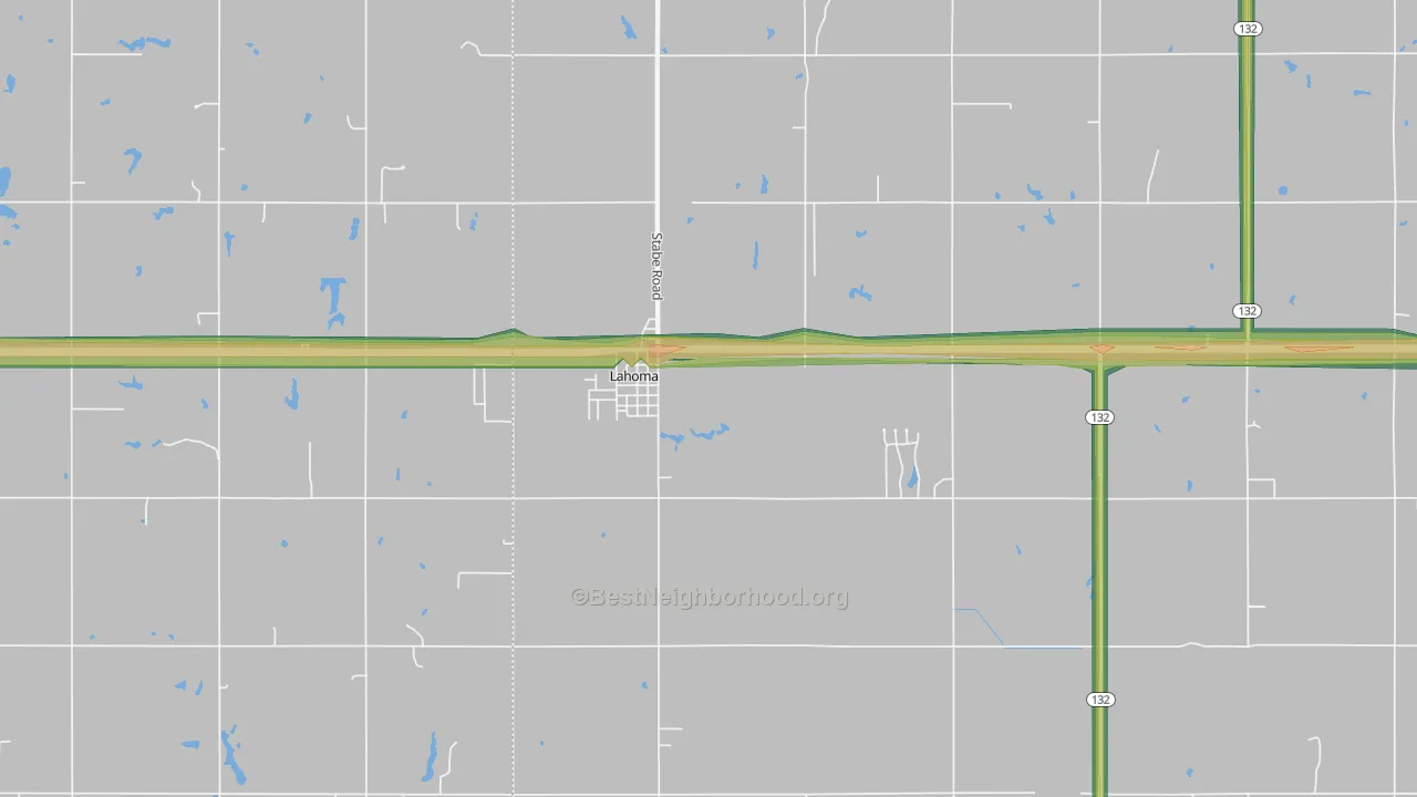 Lahoma, OK Map of Noise Levels in Lahoma