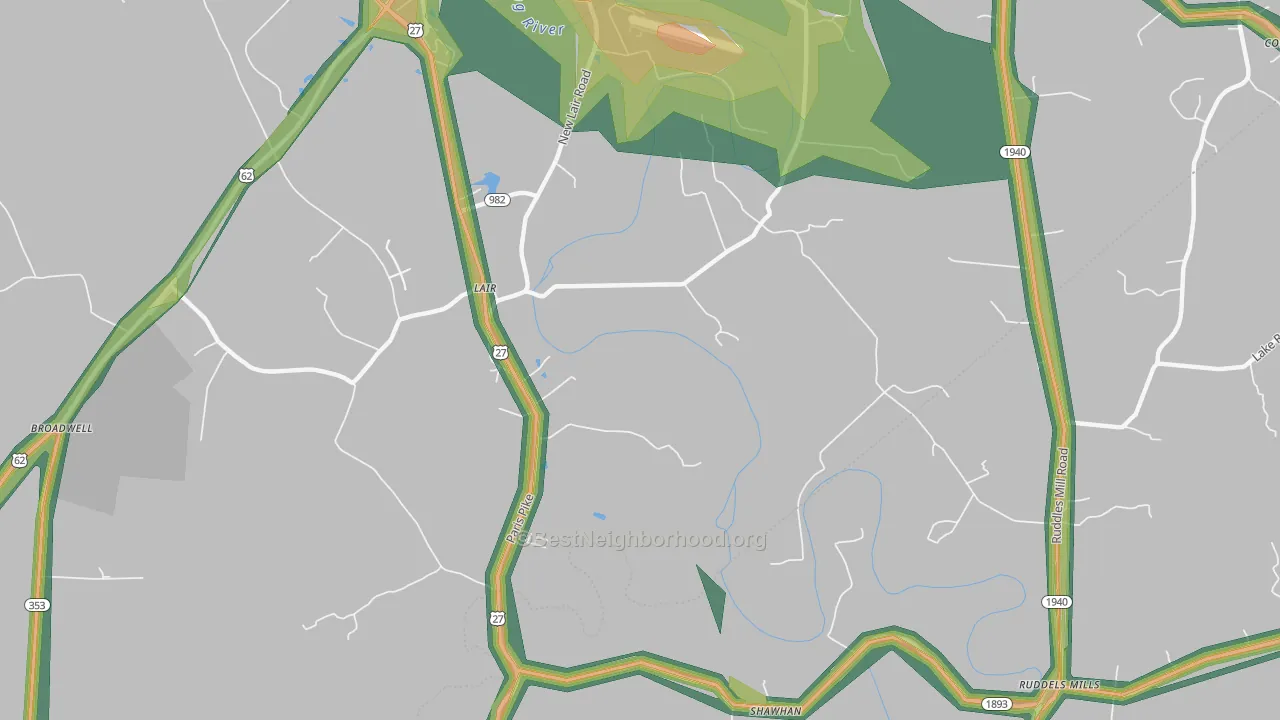 Lair, KY Map of Noise Levels in Lair
