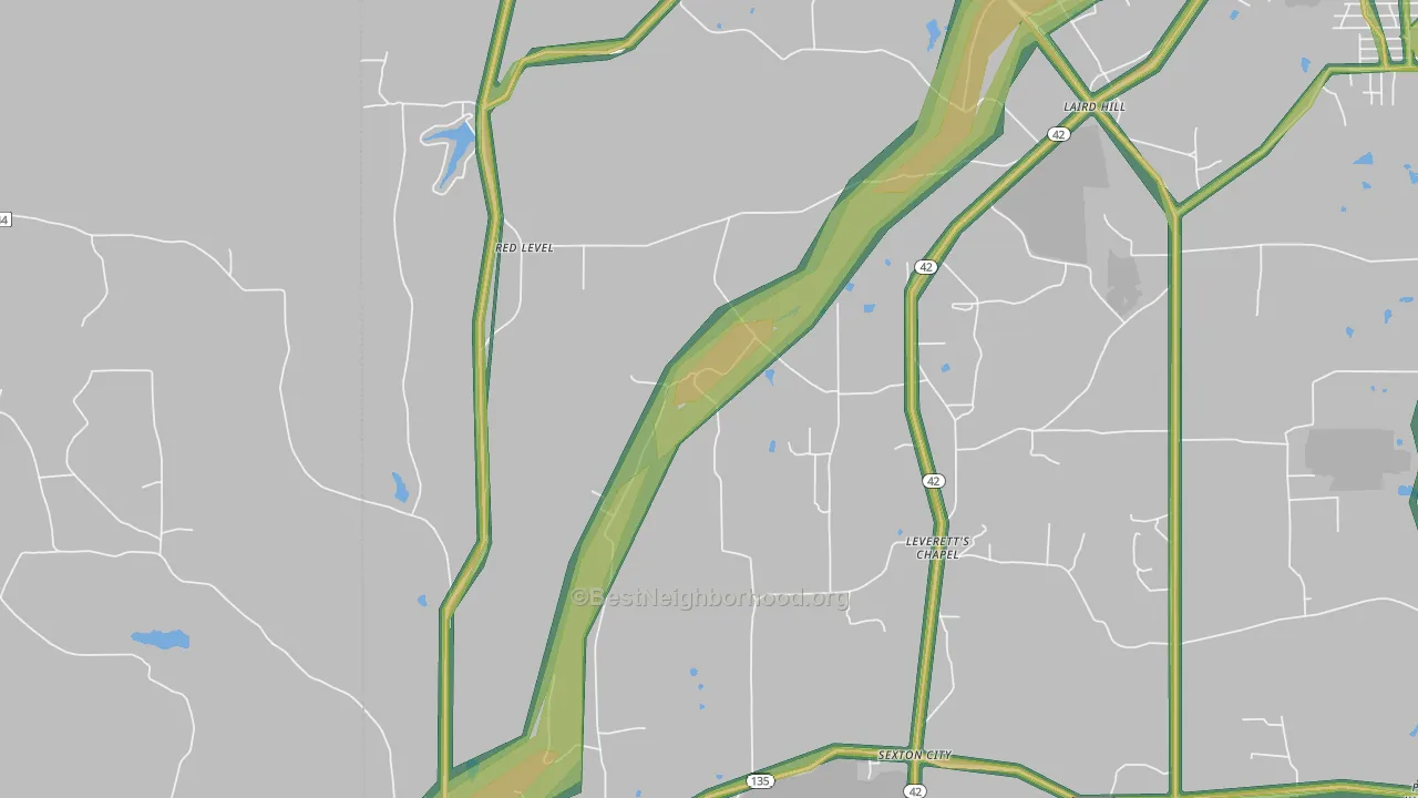 Laird Hill, TX Map of Noise Levels in Laird Hill