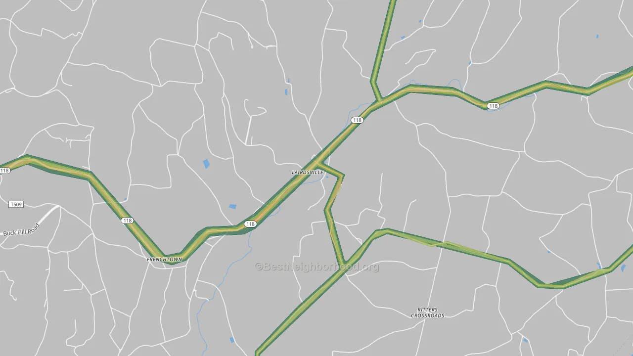 Lairdsville, PA Map of Noise Levels in Lairdsville