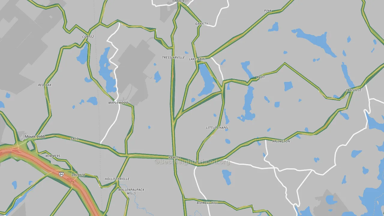 Lake Ariel, PA Map of Noise Levels in Lake Ariel