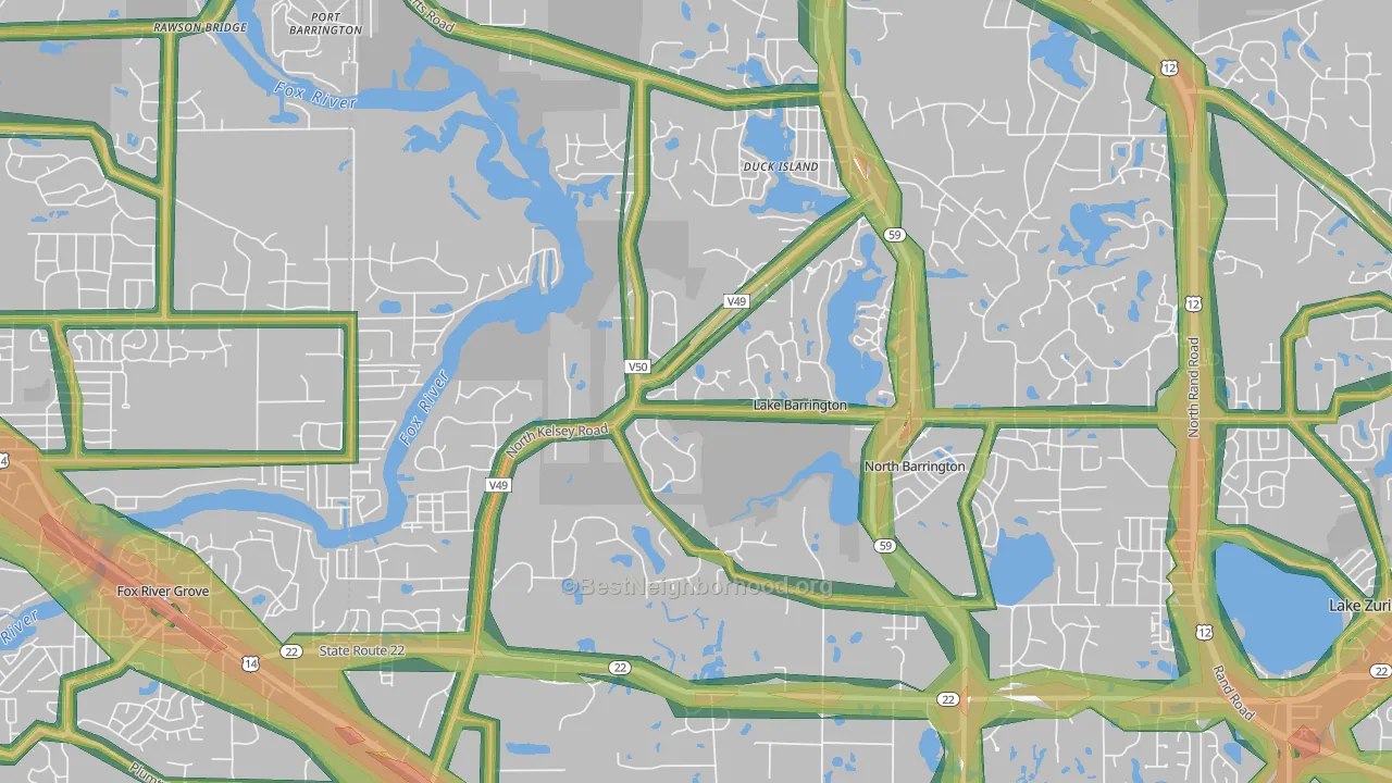 Lake Barrington, IL Map of Noise Levels in Lake Barrington