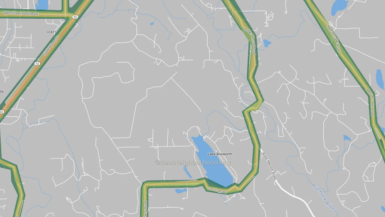 Lake Bosworth, WA Map of Noise Levels in Lake Bosworth