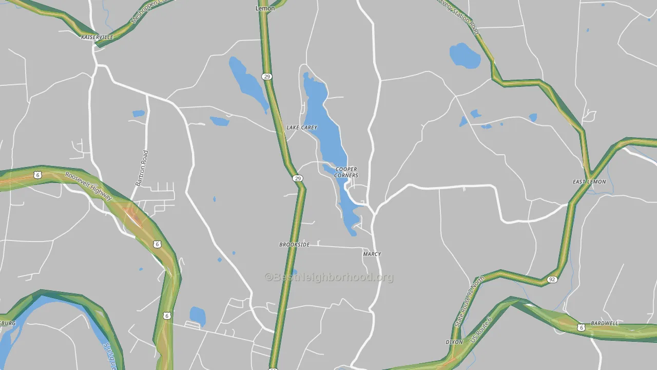Lake Carey, PA Map of Noise Levels in Lake Carey