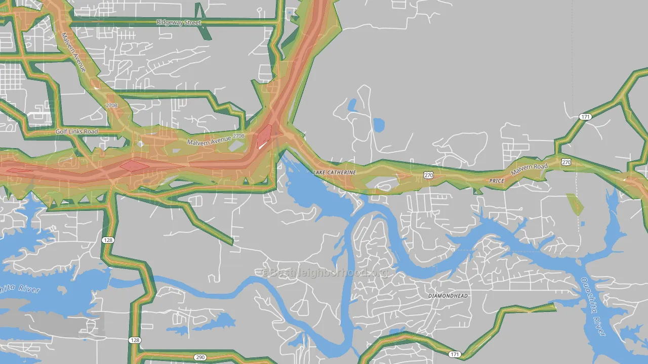 Lake Catherine, AR Map of Noise Levels in Lake Catherine