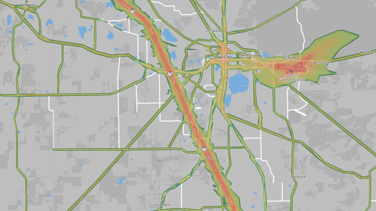 Lake City, FL Map of Noise Levels in Lake City