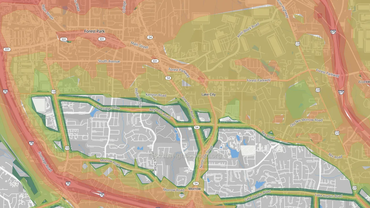 Lake City, GA Map of Noise Levels in Lake City