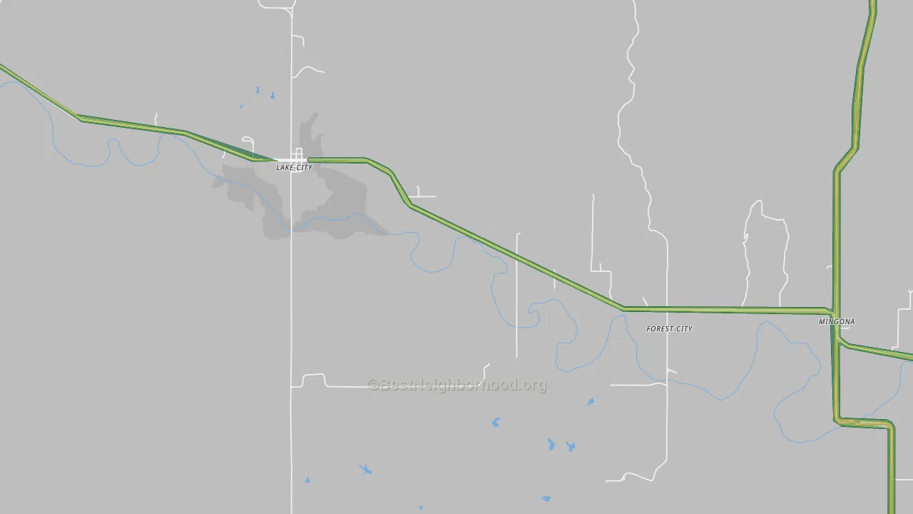 Lake City, KS Map of Noise Levels in Lake City