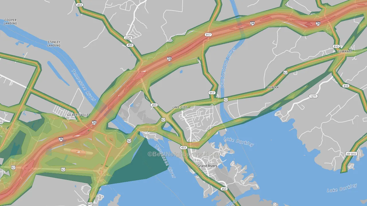 Lake City, KY Map of Noise Levels in Lake City