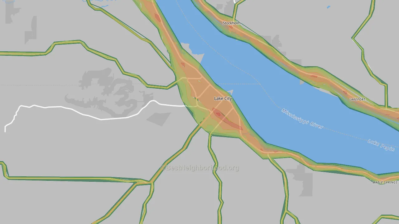 Lake City, MN Map of Noise Levels in Lake City