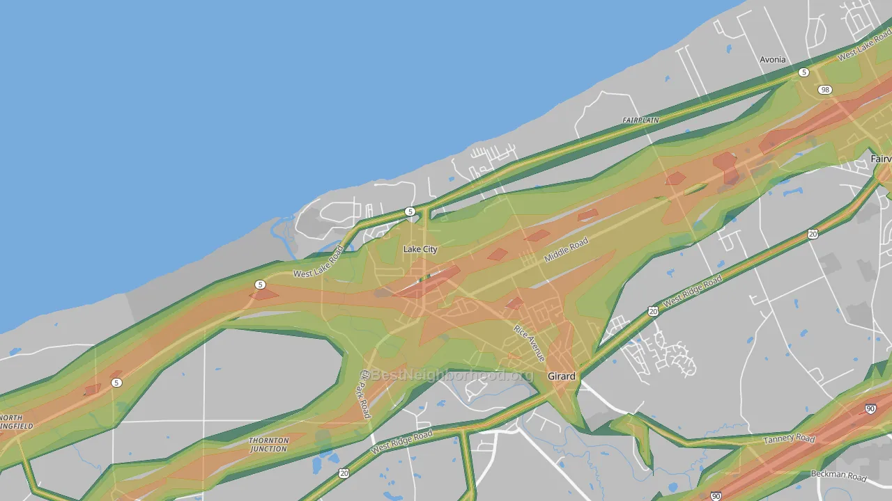 Lake City, PA Map of Noise Levels in Lake City