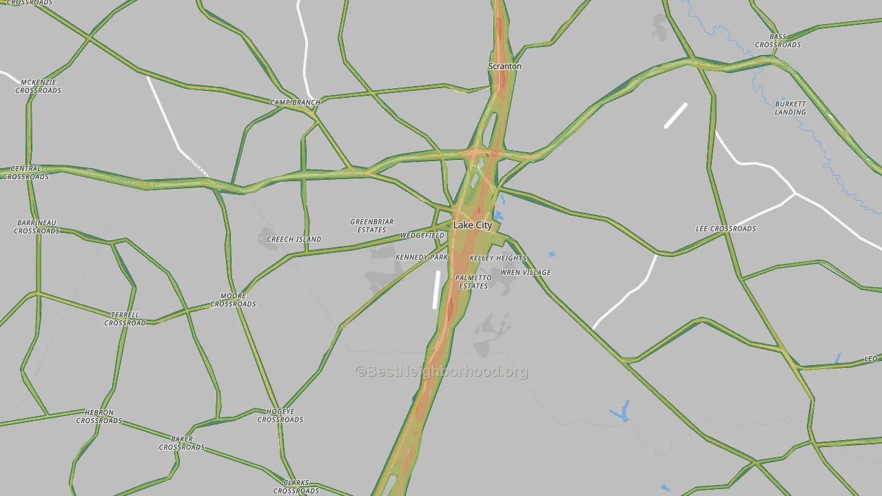 Lake City, SC Map of Noise Levels in Lake City