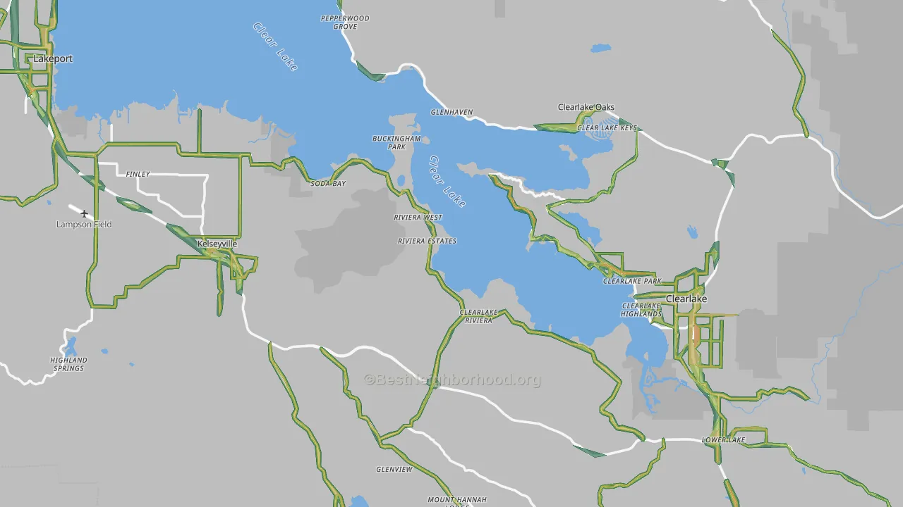 Lake County, CA Map of Noise Levels in Lake County