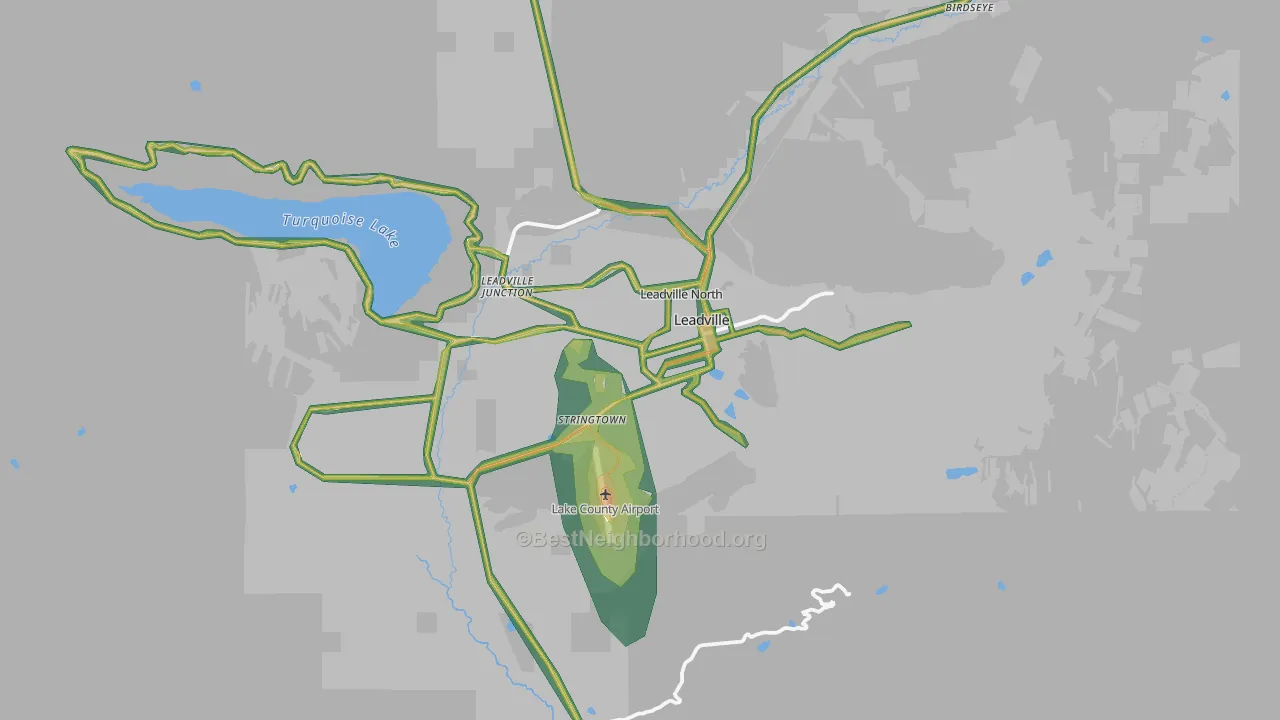 Lake County, CO Map of Noise Levels in Lake County