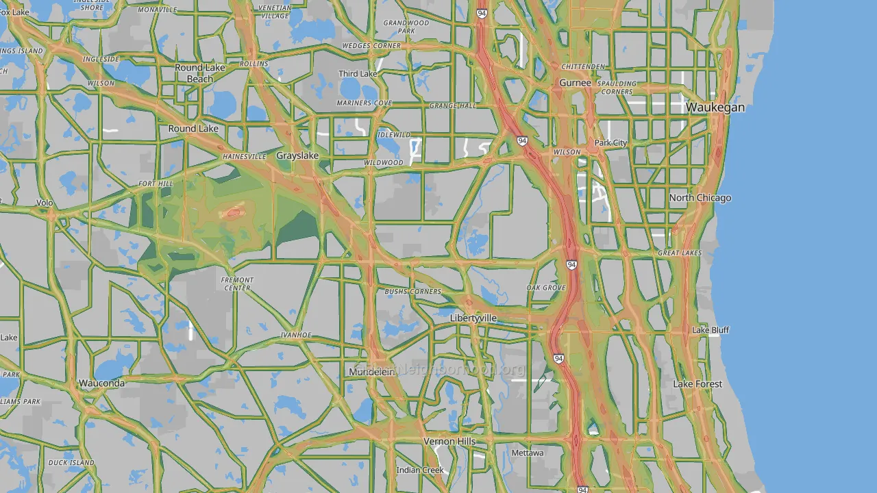 Lake County, IL Map of Noise Levels in Lake County
