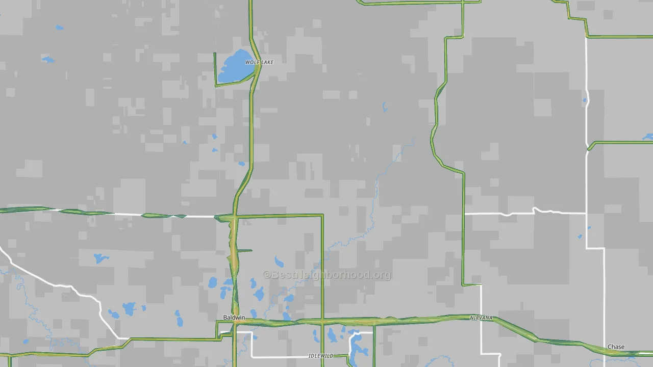Lake County, MI Map of Noise Levels in Lake County
