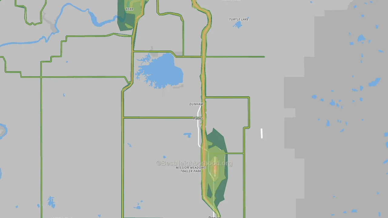 Lake County, MT Map of Noise Levels in Lake County