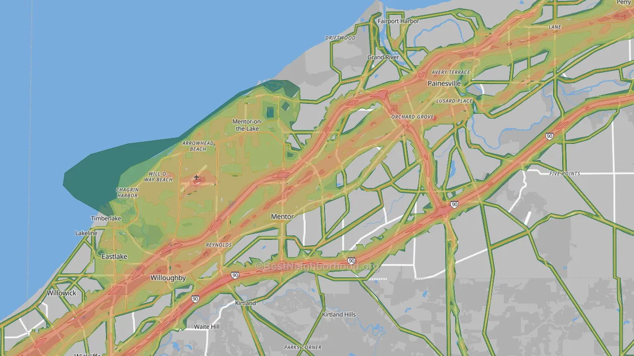 Lake County, OH Map of Noise Levels in Lake County