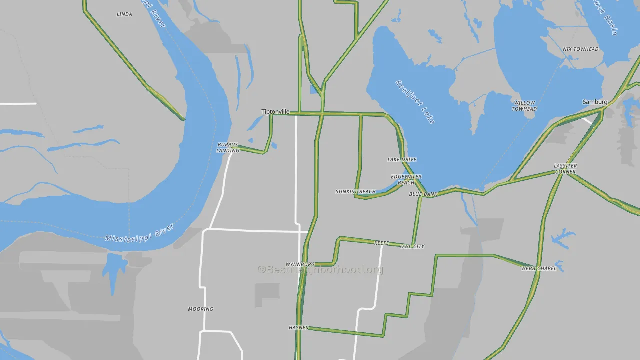 Lake County, TN Map of Noise Levels in Lake County
