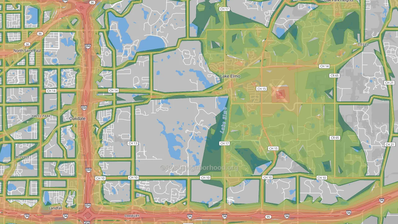 Lake Elmo, MN Map of Noise Levels in Lake Elmo