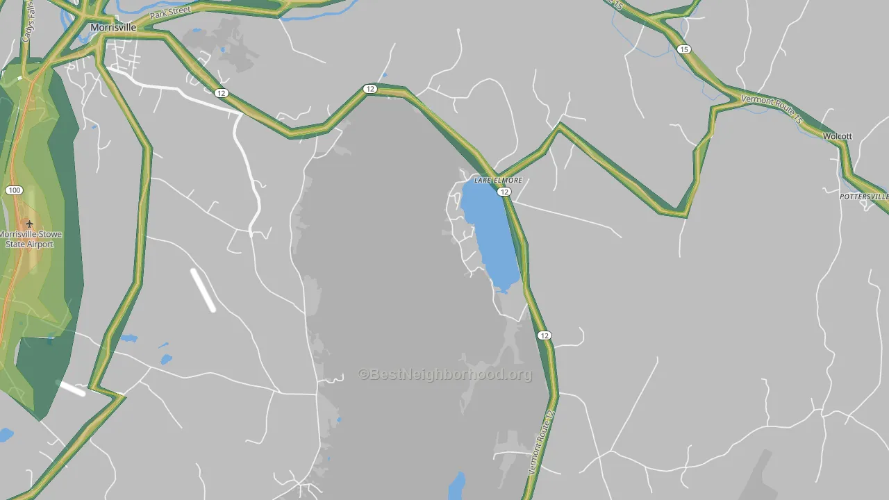 Lake Elmore, VT Map of Noise Levels in Lake Elmore