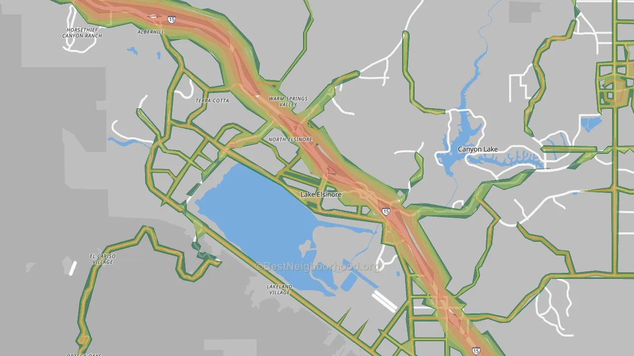 Lake Elsinore, CA Map of Noise Levels in Lake Elsinore