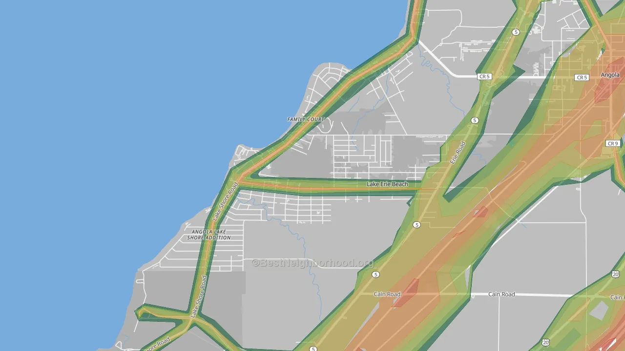 Lake Erie Beach, NY Map of Noise Levels in Lake Erie Beach
