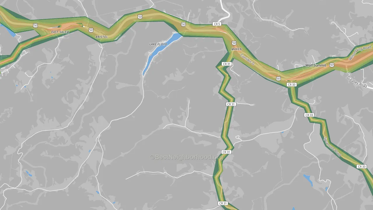 Lake Floyd, WV Map of Noise Levels in Lake Floyd